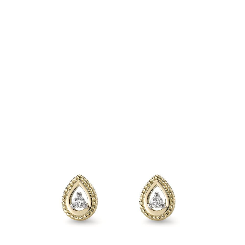 Orecchini a bottone Oro giallo 375/9K Diamante 0.02 ct, 2 pietra, [Brillant], p1 Ø4.5 mm