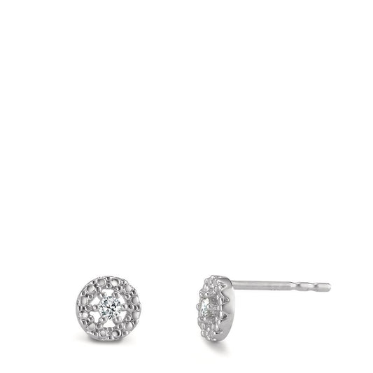 Clous d'oreilles Or blanc 9K Zircone 2 Pierres Ø5.5 mm