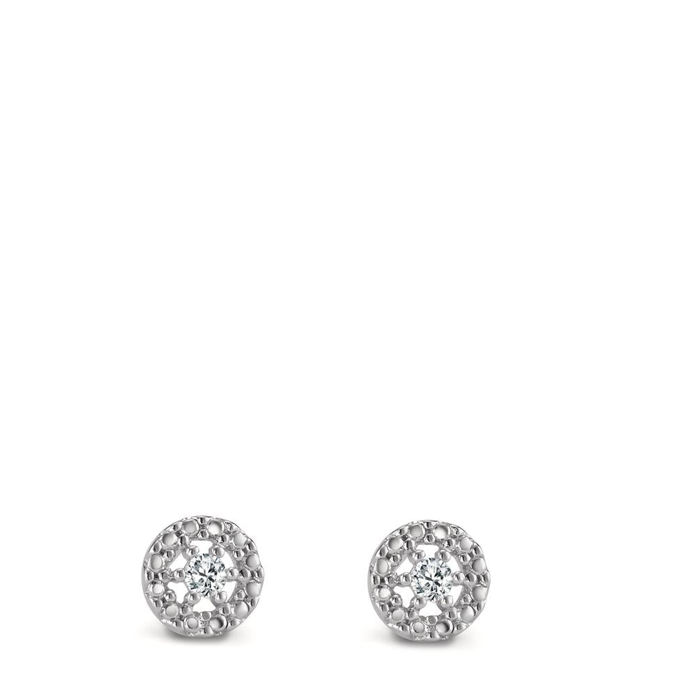 Clous d'oreilles Or blanc 9K Zircone 2 Pierres Ø5.5 mm