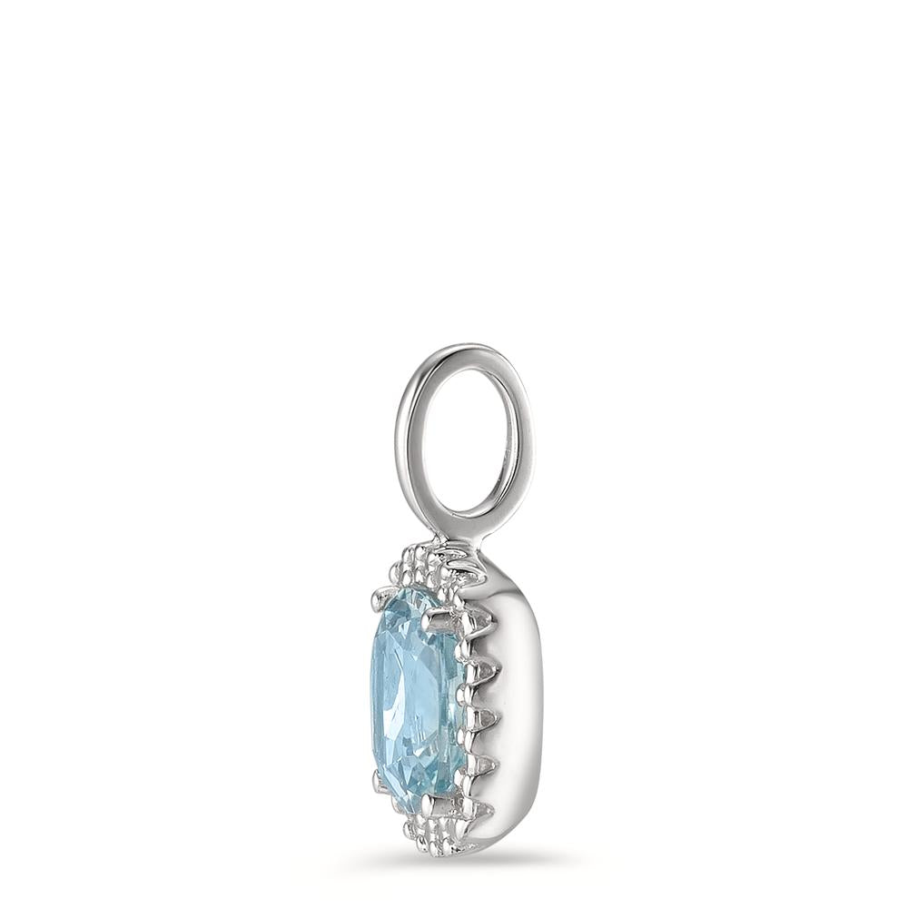 Pendentif Or blanc 9K Topaze bleu