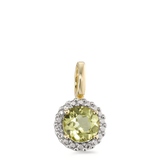 Pendentif Or jaune 9K Péridot vert Bicolore Ø7.5 mm