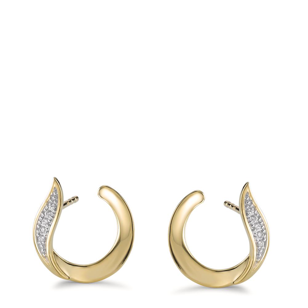 Clous d'oreilles Or jaune 9K Diamant 0.05 ct, 10 Pierres, brillant, w-si Bicolore Ø13.5 mm