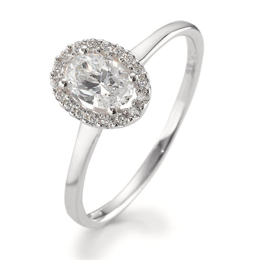 Bague solitaire Or blanc 9K Zircone