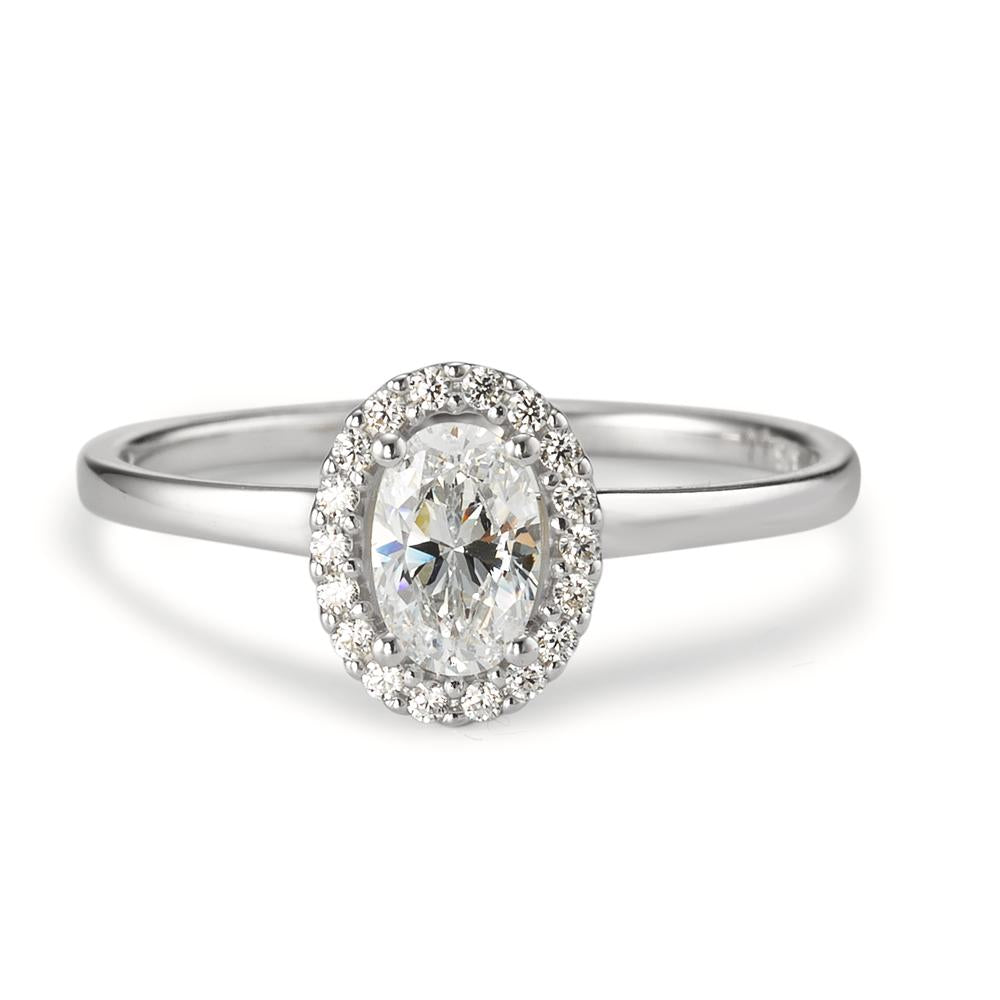 Bague solitaire Or blanc 9K Zircone