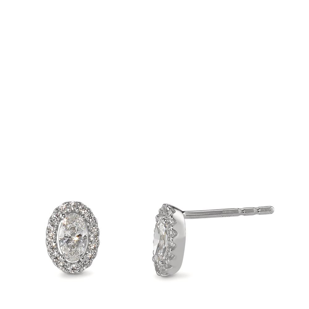 Clous d'oreilles Or blanc 9K Zircone