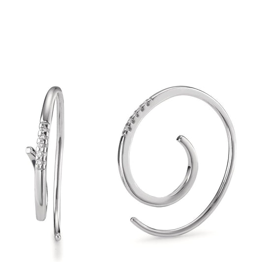 Boucles d'oreilles Or blanc 9K Diamant blanc, 0.04 ct, 10 Pierres, brillant, w-si Ø18 mm