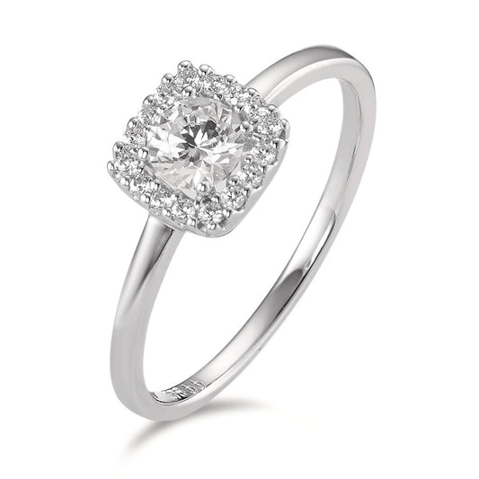 Bague solitaire Or blanc 9K Zircone