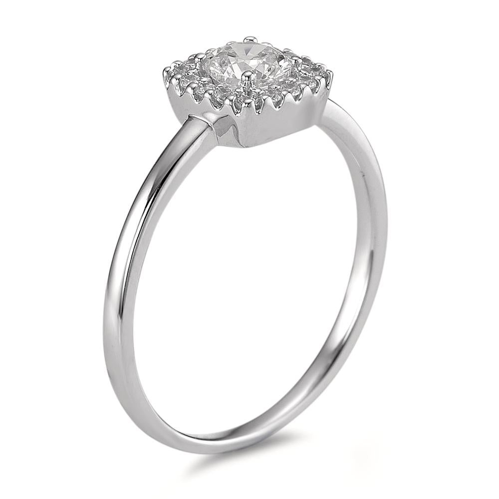 Bague solitaire Or blanc 9K Zircone