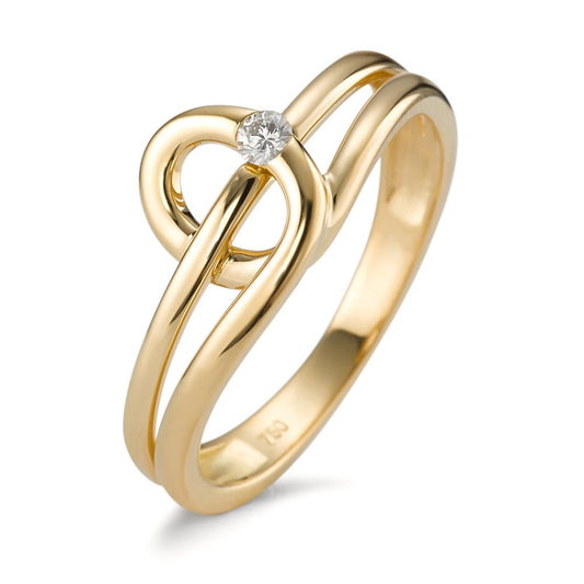 Fingerring 750/18 K Gelbgold Diamant 0.05 ct, Brillantschliff, w-si