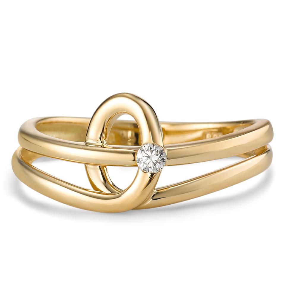 Bague Or jaune 18K Diamant 0.05 ct, brillant, w-si