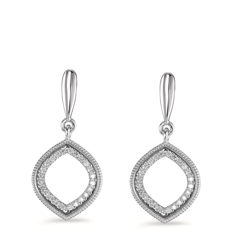 Pendant d'oreilles Or blanc 18K Diamant 0.15 ct, 48 Pierres, brillant, w-si