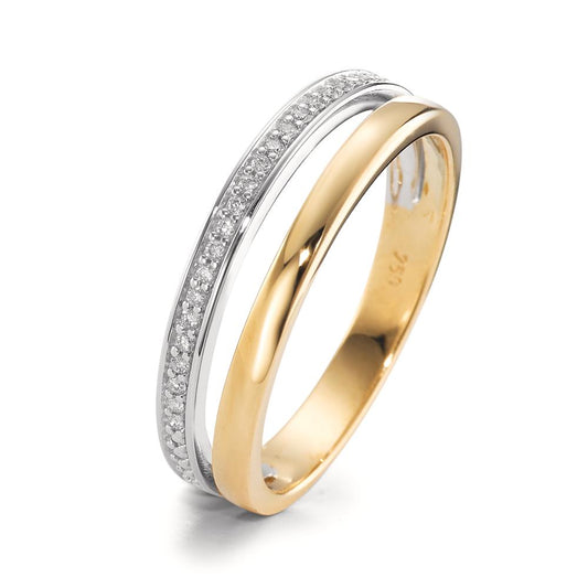 Bague Or jaune 18K, Or blanc 18K Diamant 0.08 ct, 21 Pierres, brillant, w-si