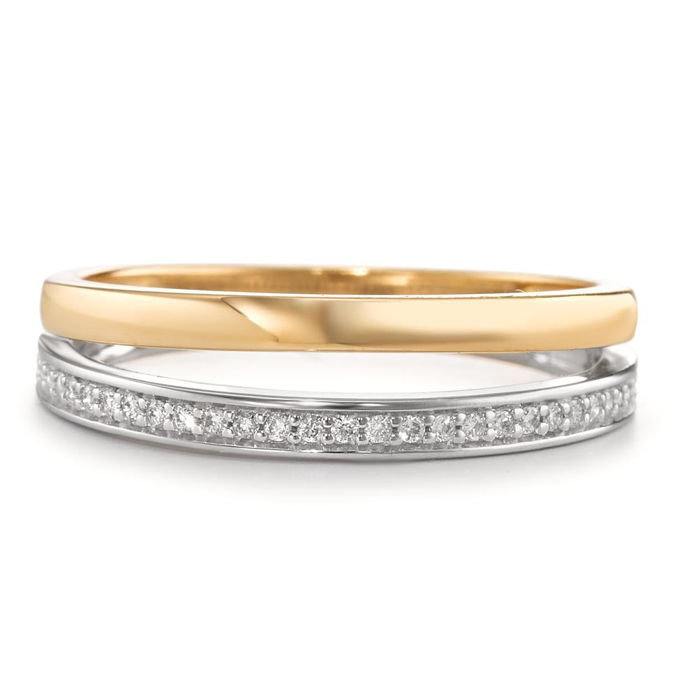 Bague Or jaune 18K, Or blanc 18K Diamant 0.08 ct, 21 Pierres, brillant, w-si