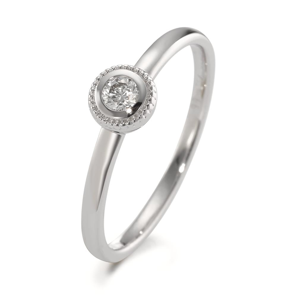 Bague solitaire Or blanc 18K Diamant 0.10 ct, brillant, w-si