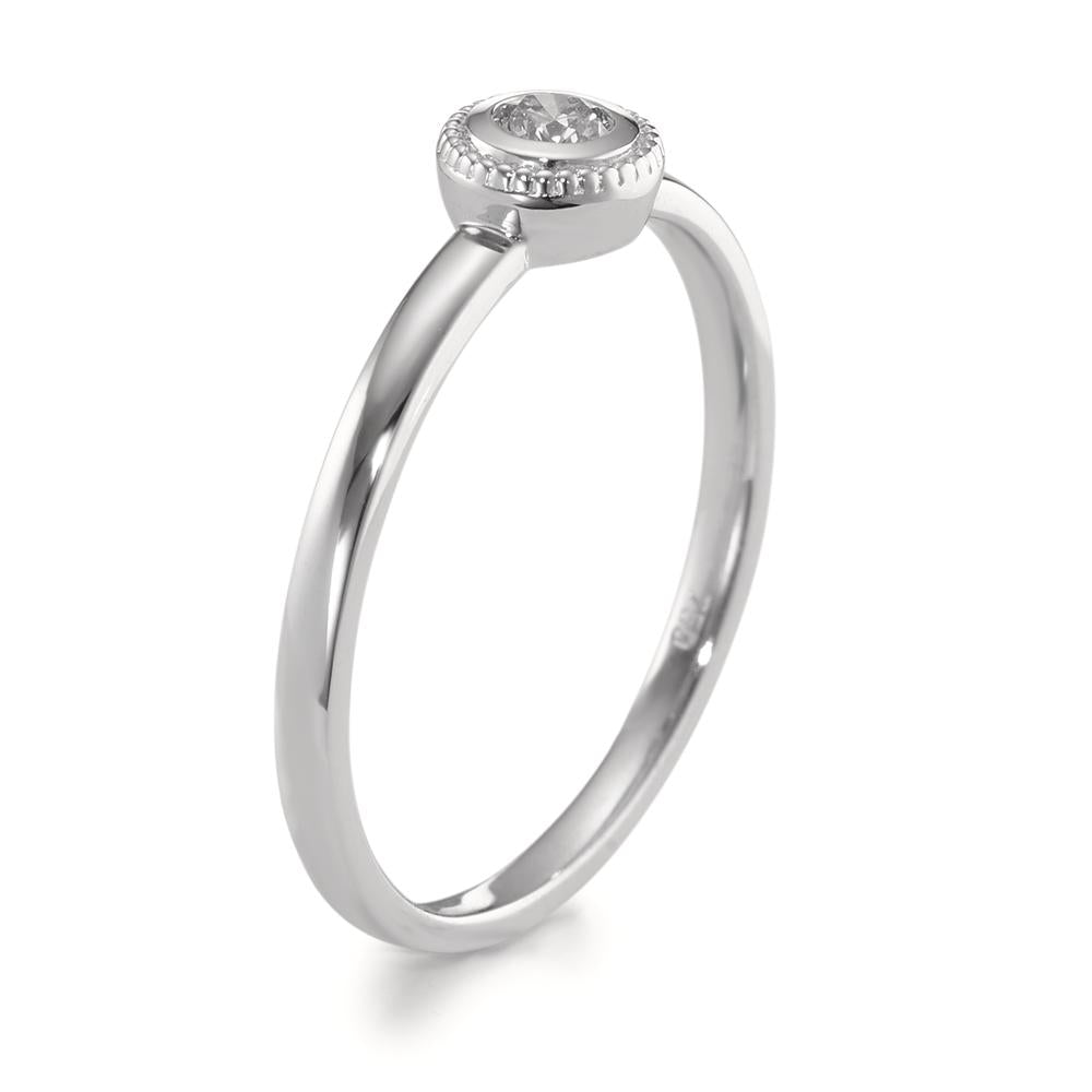 Bague solitaire Or blanc 18K Diamant 0.10 ct, brillant, w-si