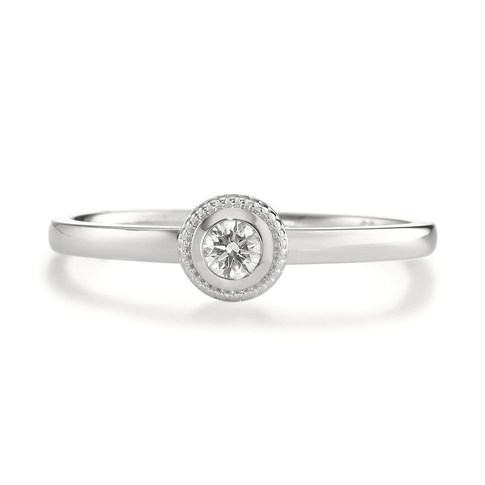 Bague solitaire Or blanc 18K Diamant 0.10 ct, brillant, w-si