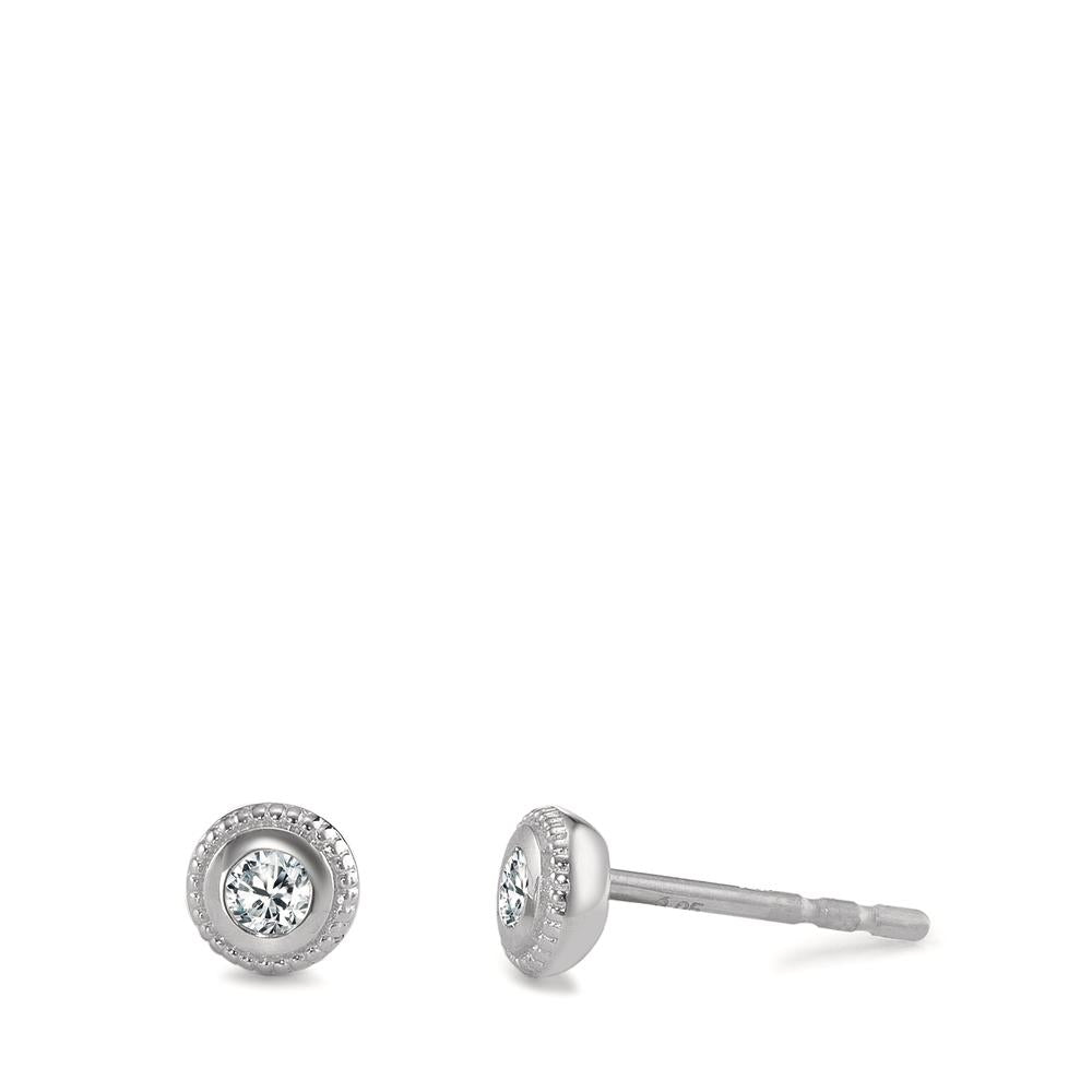 Ohrstecker 750/18 K Weissgold Diamant 0.10 ct, 2 Steine, Brillantschliff, w-si Ø4.5 mm