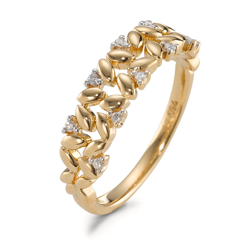 Bague Or jaune 18K Diamant 0.05 ct, 9 Pierres, brillant, w-si Bicolore