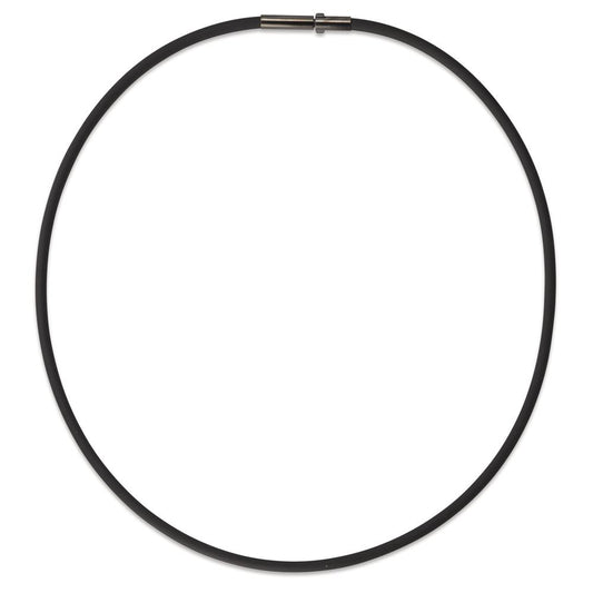 Collier Silicone, Acier inoxydable noir PVD 42 cm Ø3 mm