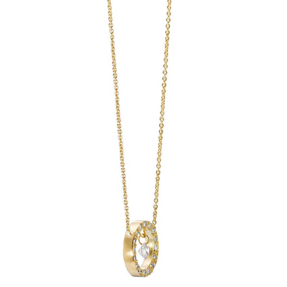 Collana Oro giallo 750/18 carati Diamante 0.14 ct, 17 pietra, w-si 40-42 cm