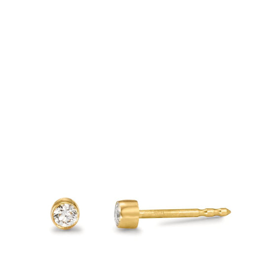 Clous d'oreilles Or jaune 18K Diamant 0.12 ct, 2 Pierres, w-si Ø3 mm