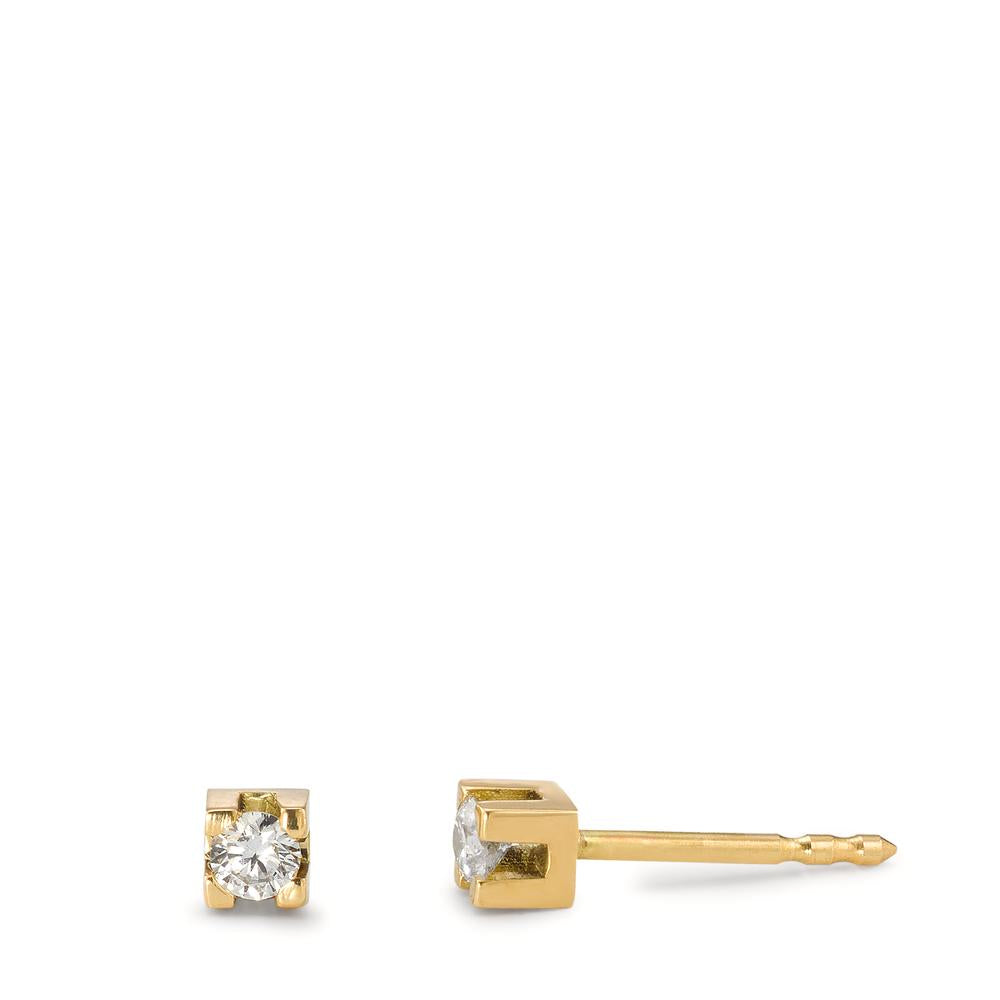 Clous d'oreilles Or jaune 18K Diamant 0.12 ct, 2 Pierres, w-si Ø3 mm