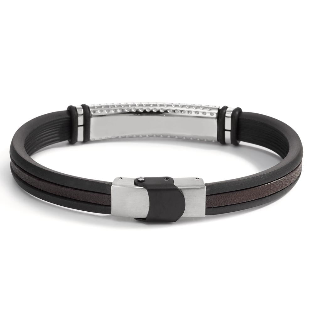 Bracelet Cuir, Acier inoxydable, Caoutchouc 22 cm