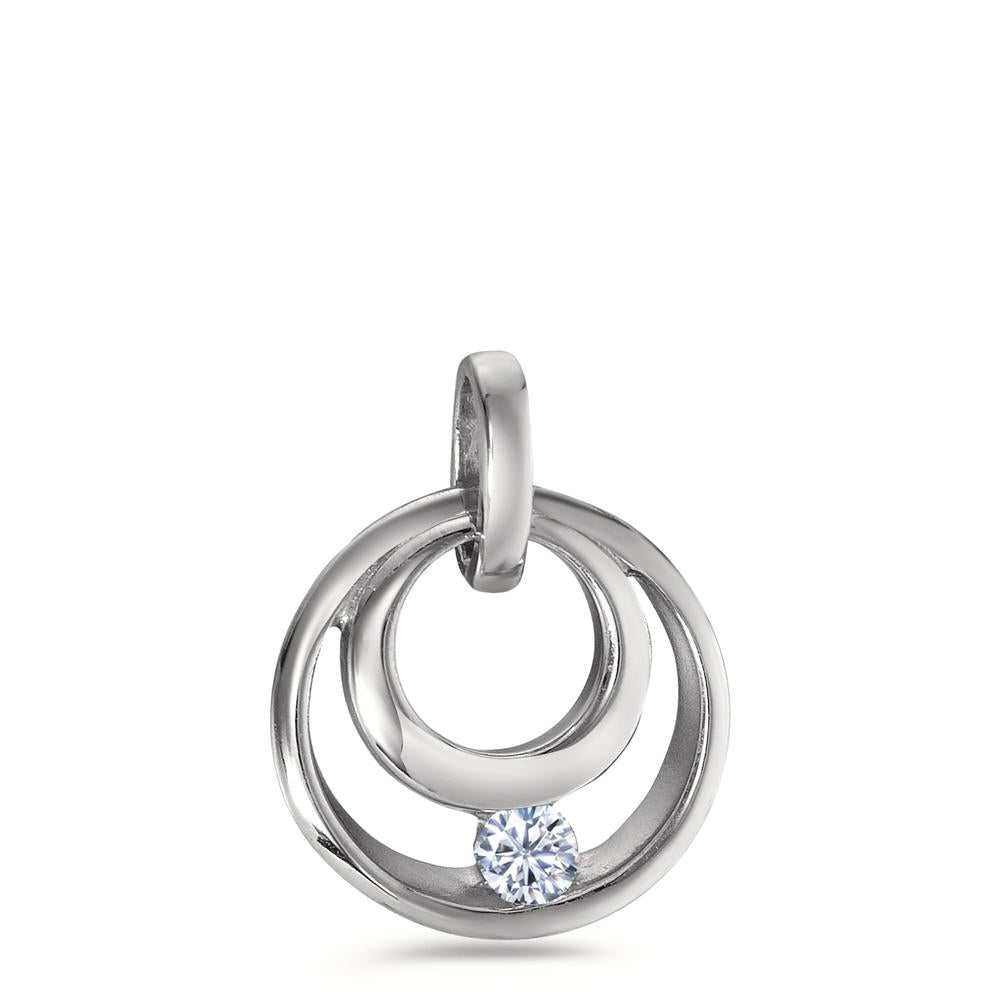 Pendentif Or blanc 9K Zircone Ø11 mm