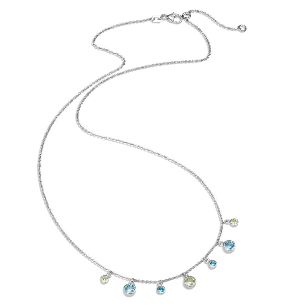 Collier Argent Zircone coloré, 7 Pierres Rhodié 40-42 cm