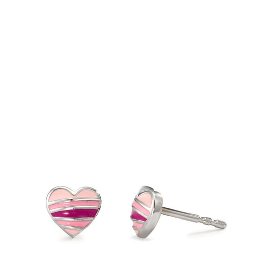 Clous d'oreilles Argent Rhodié Coeur Ø6.5 mm