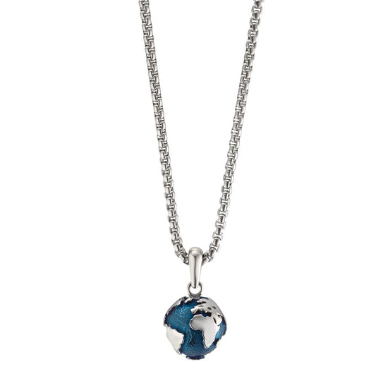 Chaînette avec pendentif Acier inoxydable bleu PVD Globe 80 cm