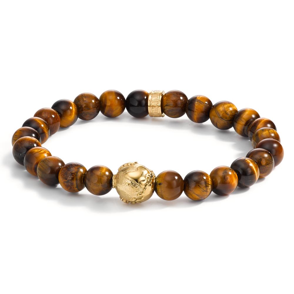 Bracelet Acier inoxydable L’œil de tigre jaune PVD Globe 21 cm