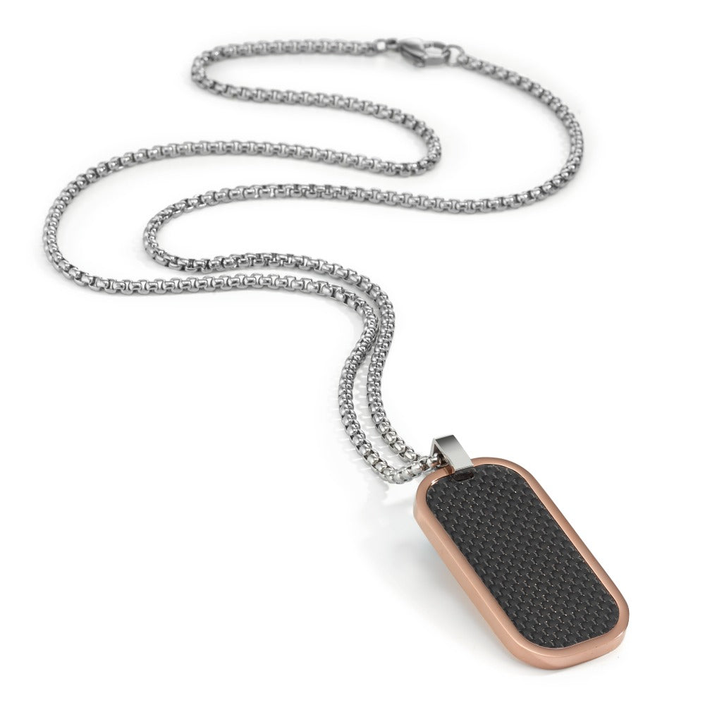 Chaînette avec pendentif Acier inoxydable, Carbone rosé PVD 55 cm