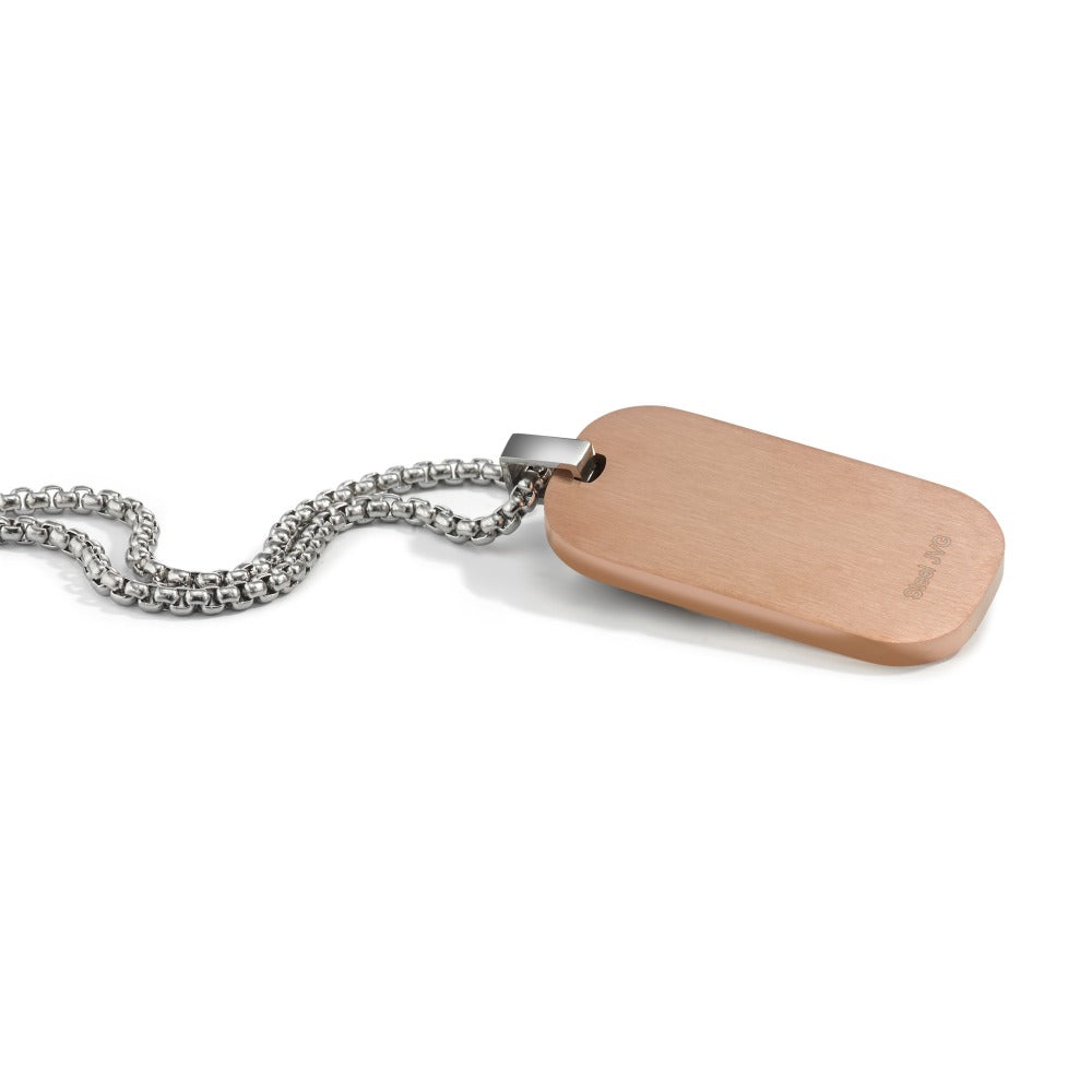 Chaînette avec pendentif Acier inoxydable, Carbone rosé PVD 55 cm