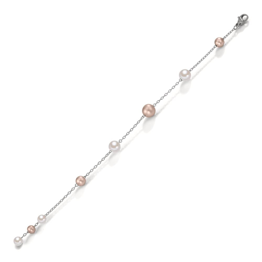 Bracciale Acciaio inossidabile, Alluminio rosa rivestimento IP Perla di conchiglia 17-18.5 cm Ø8 mm