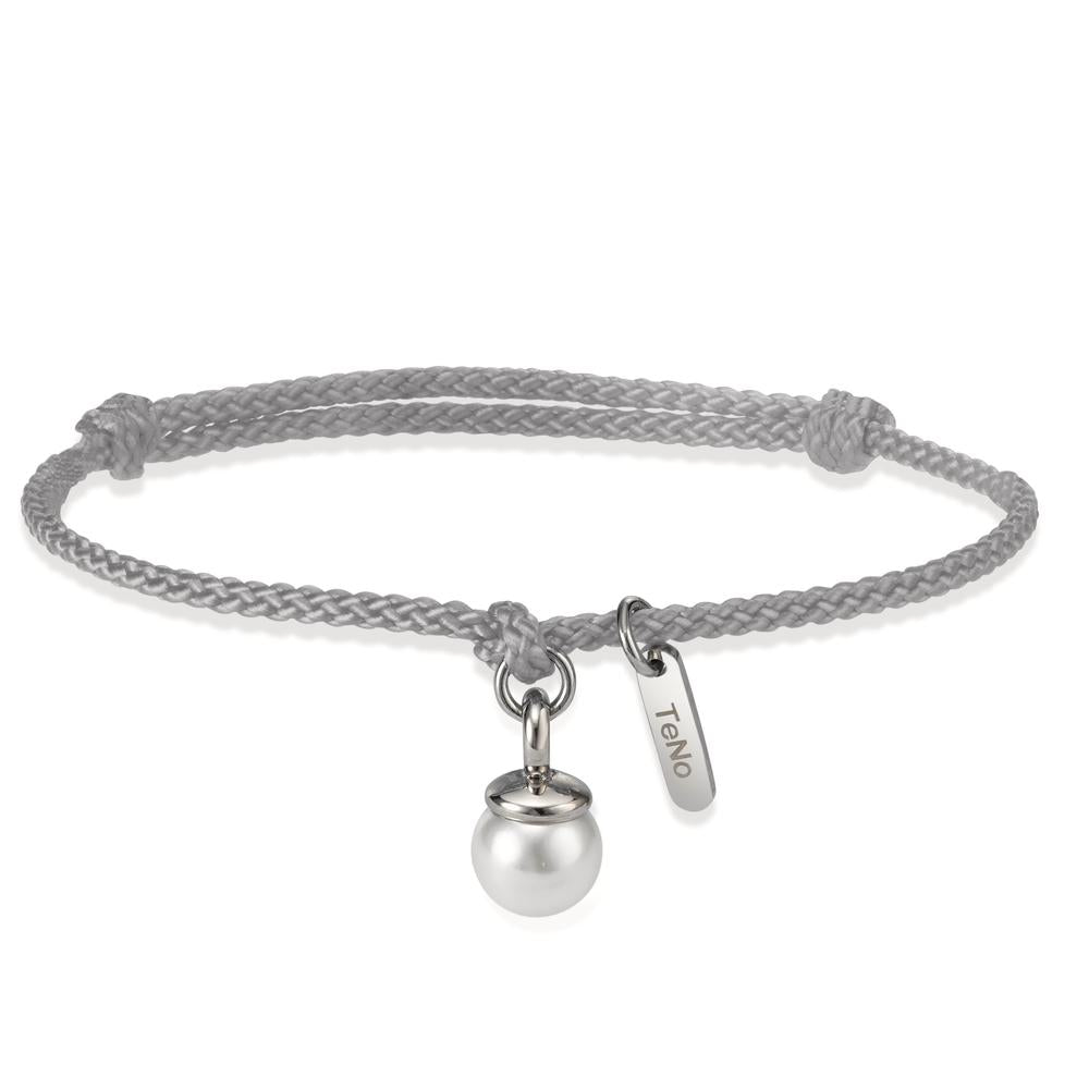 Pearl Drop Armband Arya - Grau- Edelstahl mit Muschelperle Ø7 mm verstellbar