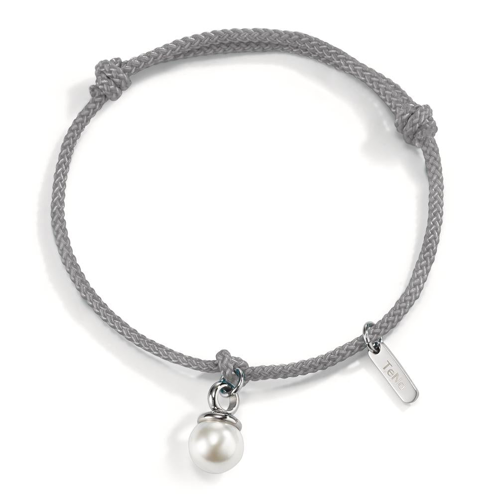 Pearl Drop Armband Arya - Grau- Edelstahl mit Muschelperle Ø7 mm verstellbar