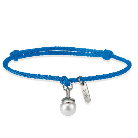 Pearl Drop Armband Arya - Blau - Edelstahl mit Muschelperle Ø7 mm verstellbar