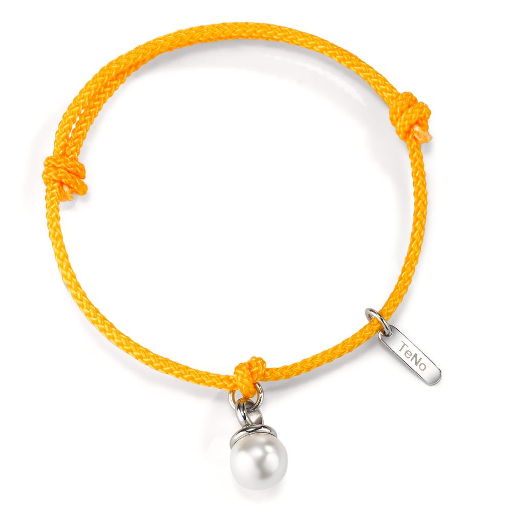 Pearl Drop Armband Arya - Orange - Edelstahl mit Muschelperle Ø7 mm verstellbar