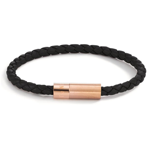 Bracciale Pelle, Acciaio inossidabile rosa rivestimento IP 19 cm