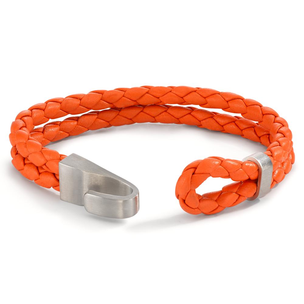 Lederarmband VADINO Orange, Knebelverschluss aus Edelstahl