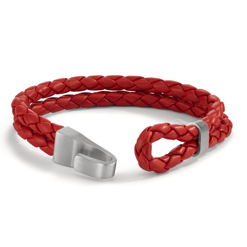 Lederarmband VADINO Pepper Red, Knebelverschluss aus Edelstahl