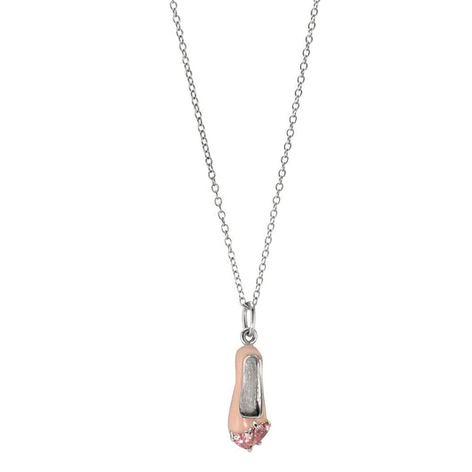 Chaînette avec pendentif Argent Zircone 2 Pierres Rhodié Ballet 36-38 cm