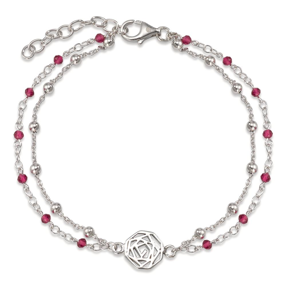 Bracciale Argento Zirconia bordeaux, 14 pietra rodiato Rosa 17-19 cm