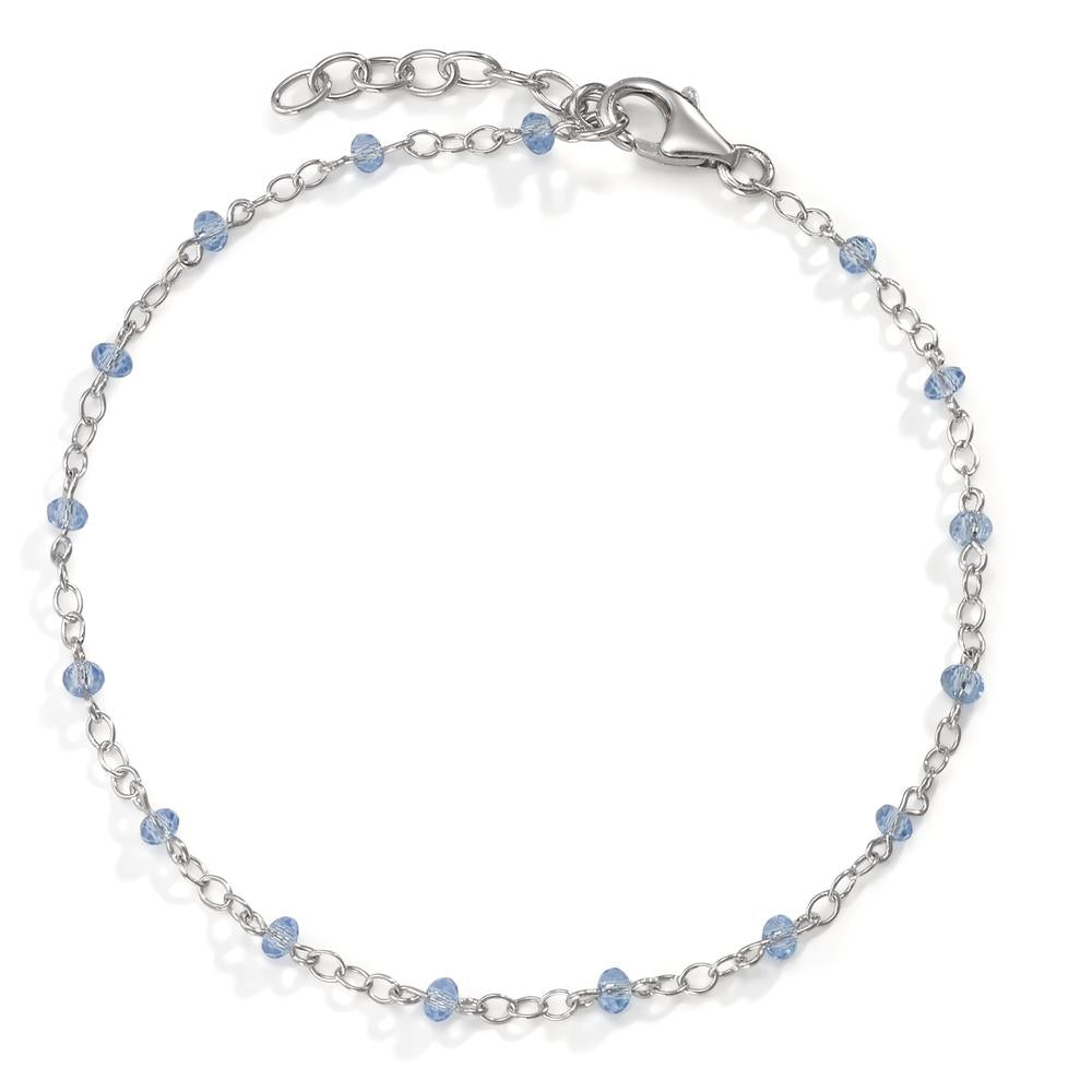 Bracelet Argent Zircone bleu clair, 16 Pierres Rhodié 17.5-19.5 cm