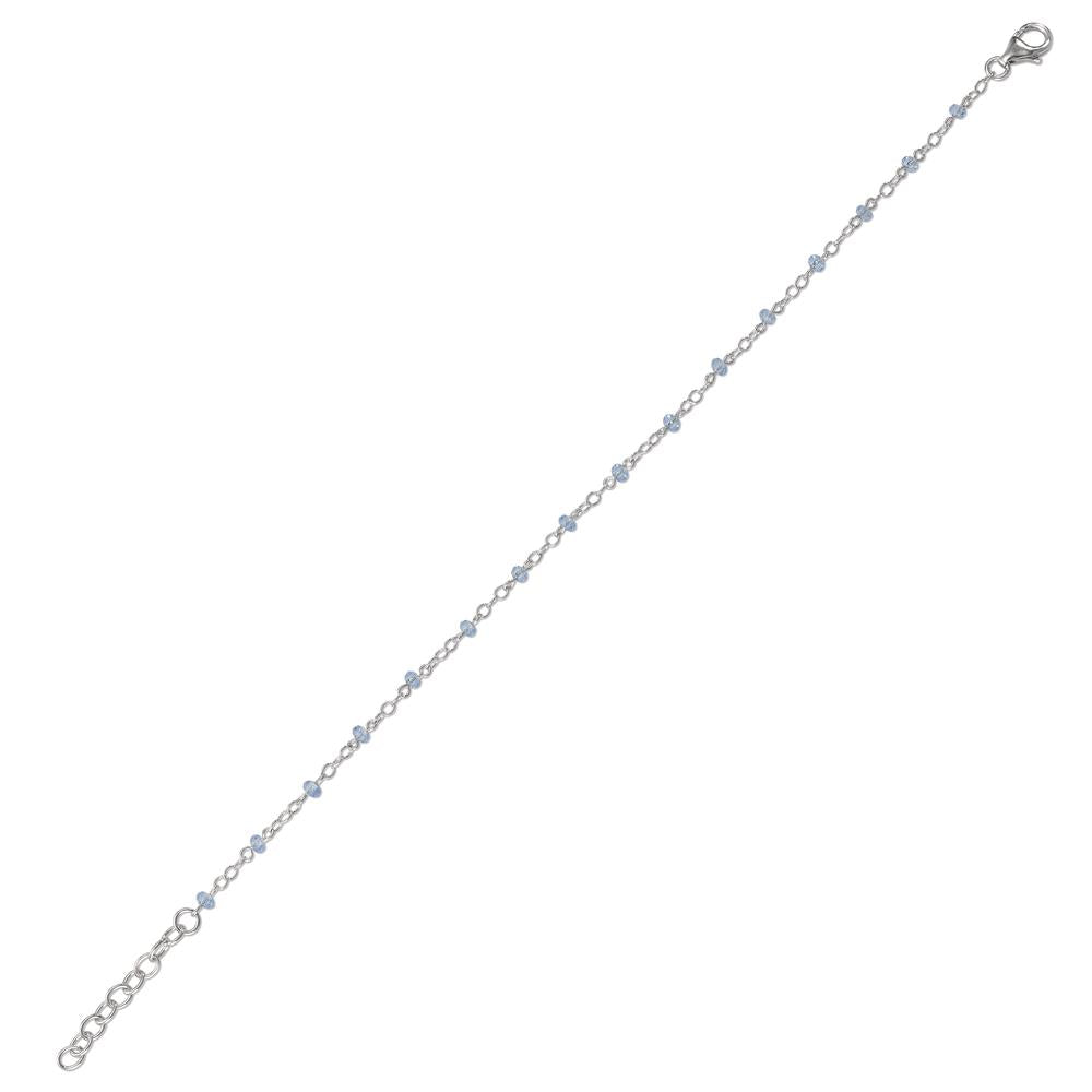 Bracciale Argento Zirconia Azzurro, 16 pietra rodiato 17.5-19.5 cm