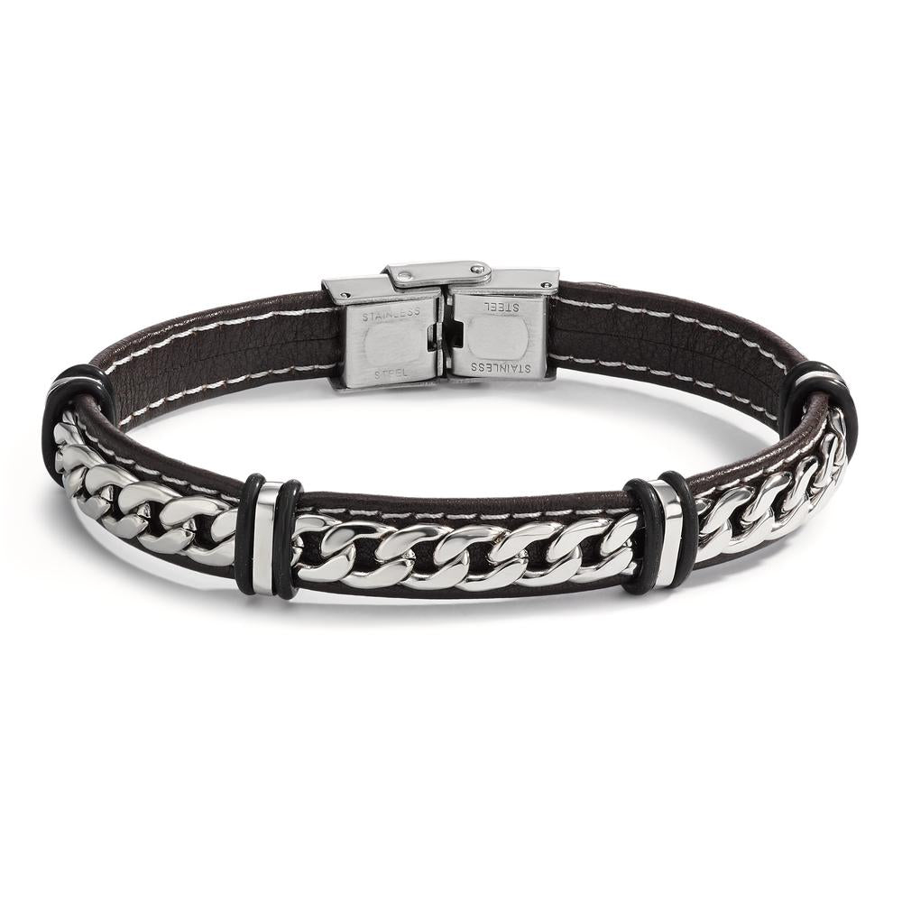 Bracelet Cuir, Acier inoxydable 21 cm