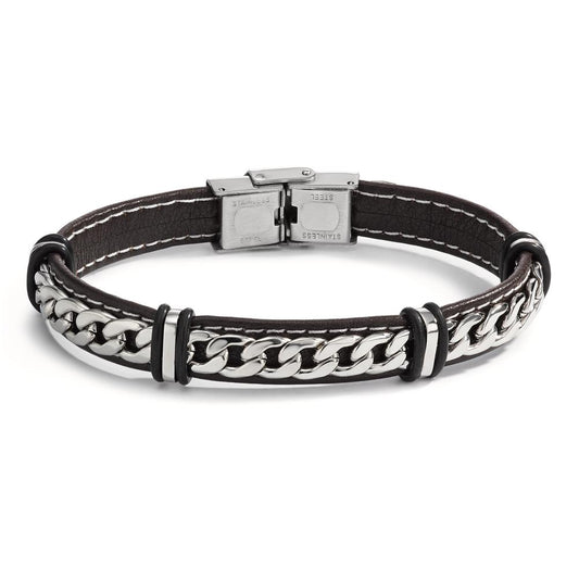 Bracelet Cuir, Acier inoxydable 21 cm