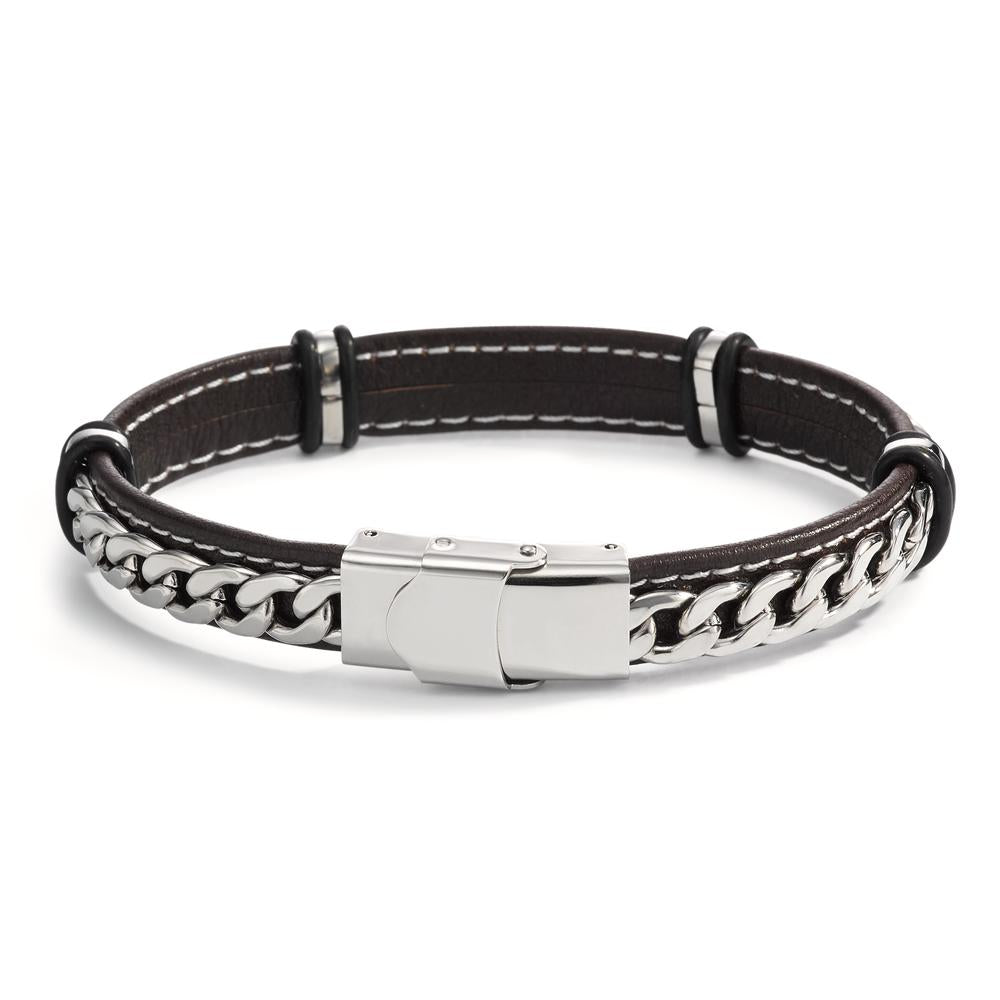 Bracelet Cuir, Acier inoxydable 21 cm