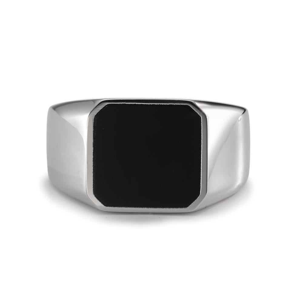 Bague Chevalière Argent Onyx Rhodié